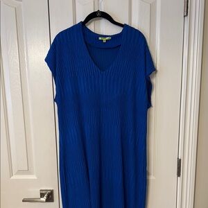 Blue V-Neck Women's Dress